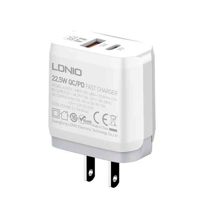 LDNIO A2316C-EU 20W Fast Travel Dual Port USB & Type-C Charger